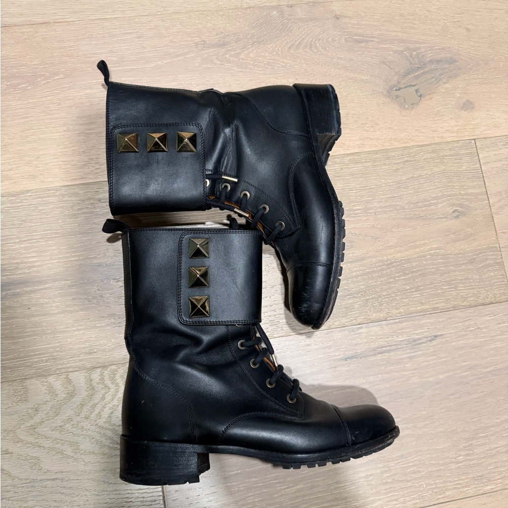 Valentino Studded Black Leather Boots